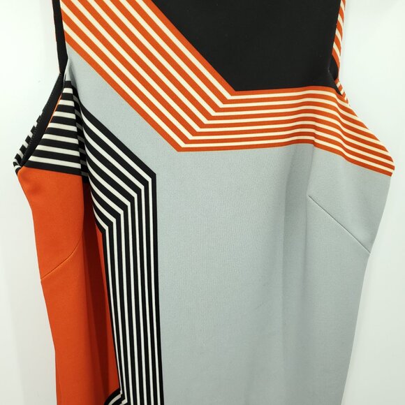 Milly of New York Reed Angular Mini Dress 8 Gray/Red - Picture 7 of 15